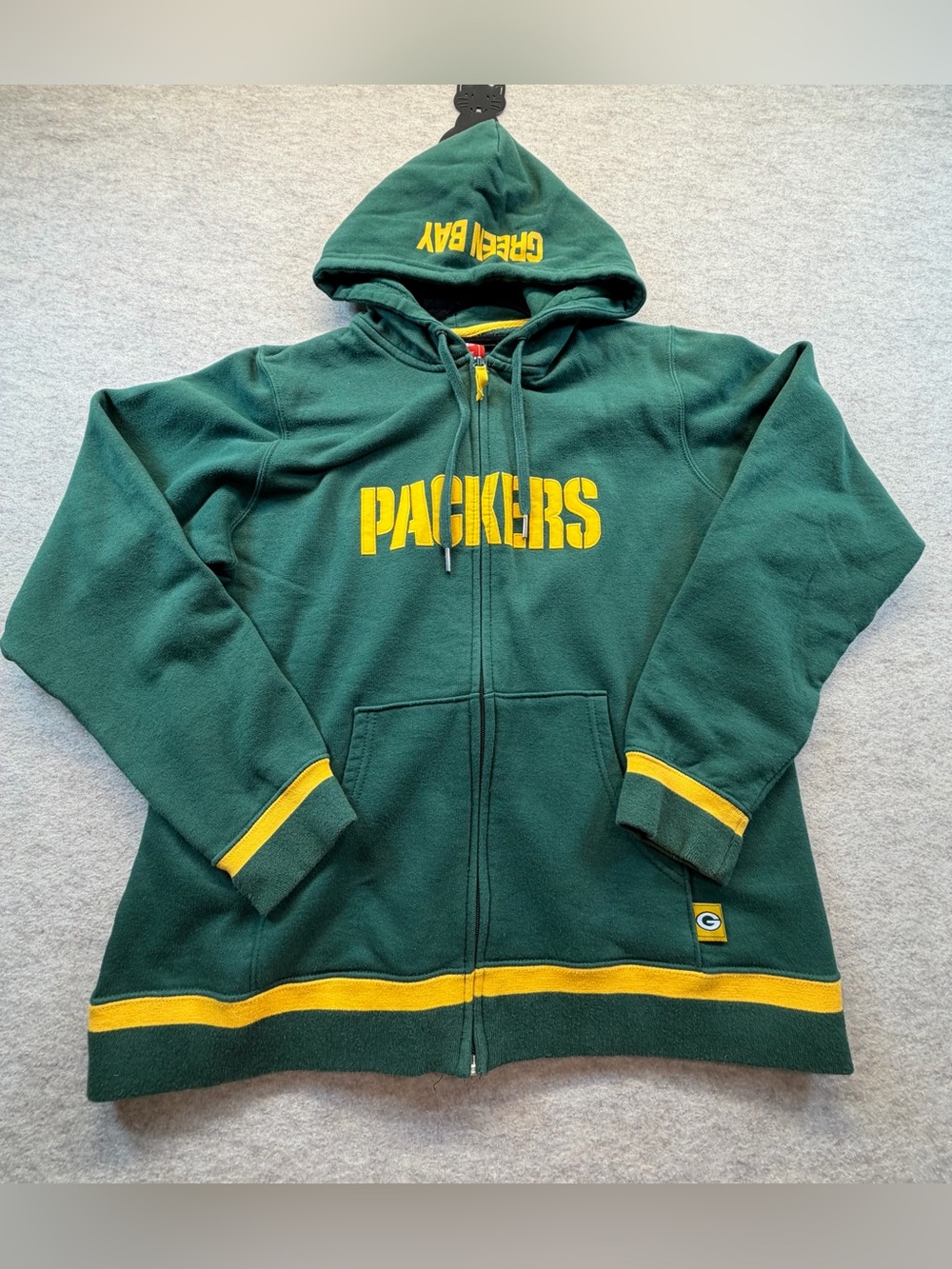 Green Bay Packers NFL For Her Women’s XL Full Zip Hoodie Green Gold Embroidered